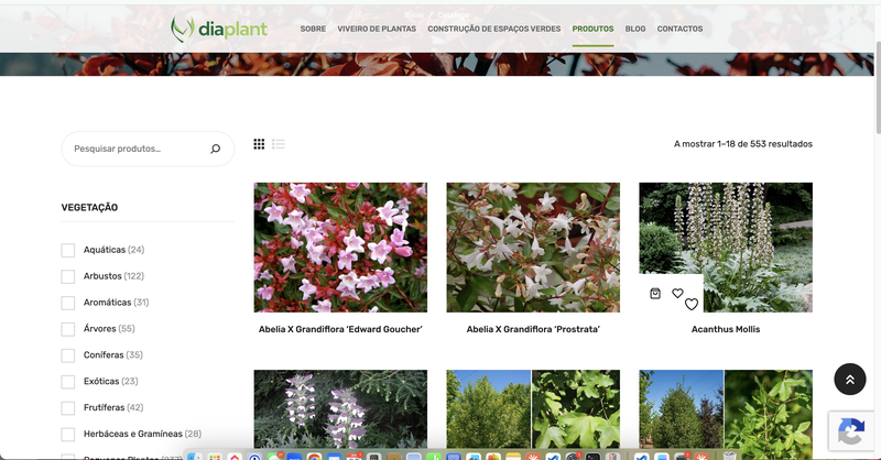 Site antigo da Diaplant: catálogo com 553 produtos, 2020